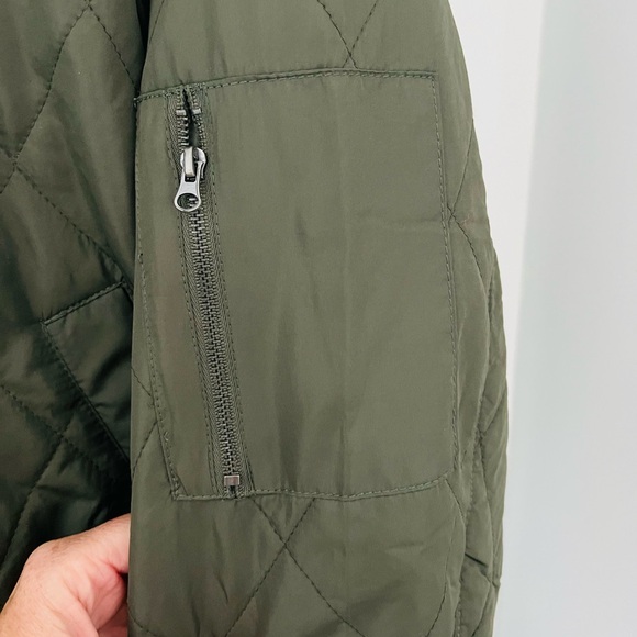 Thread & Supply olive green stand collar quilted bomber jacket women size Large - Picture 3 of 9